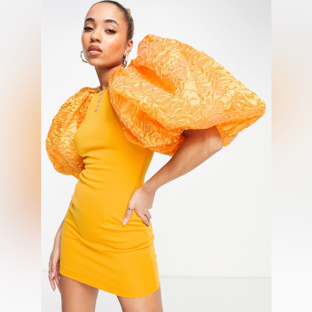 ASOS DESIGN Puff Sleeve Body-con Scuba Dress